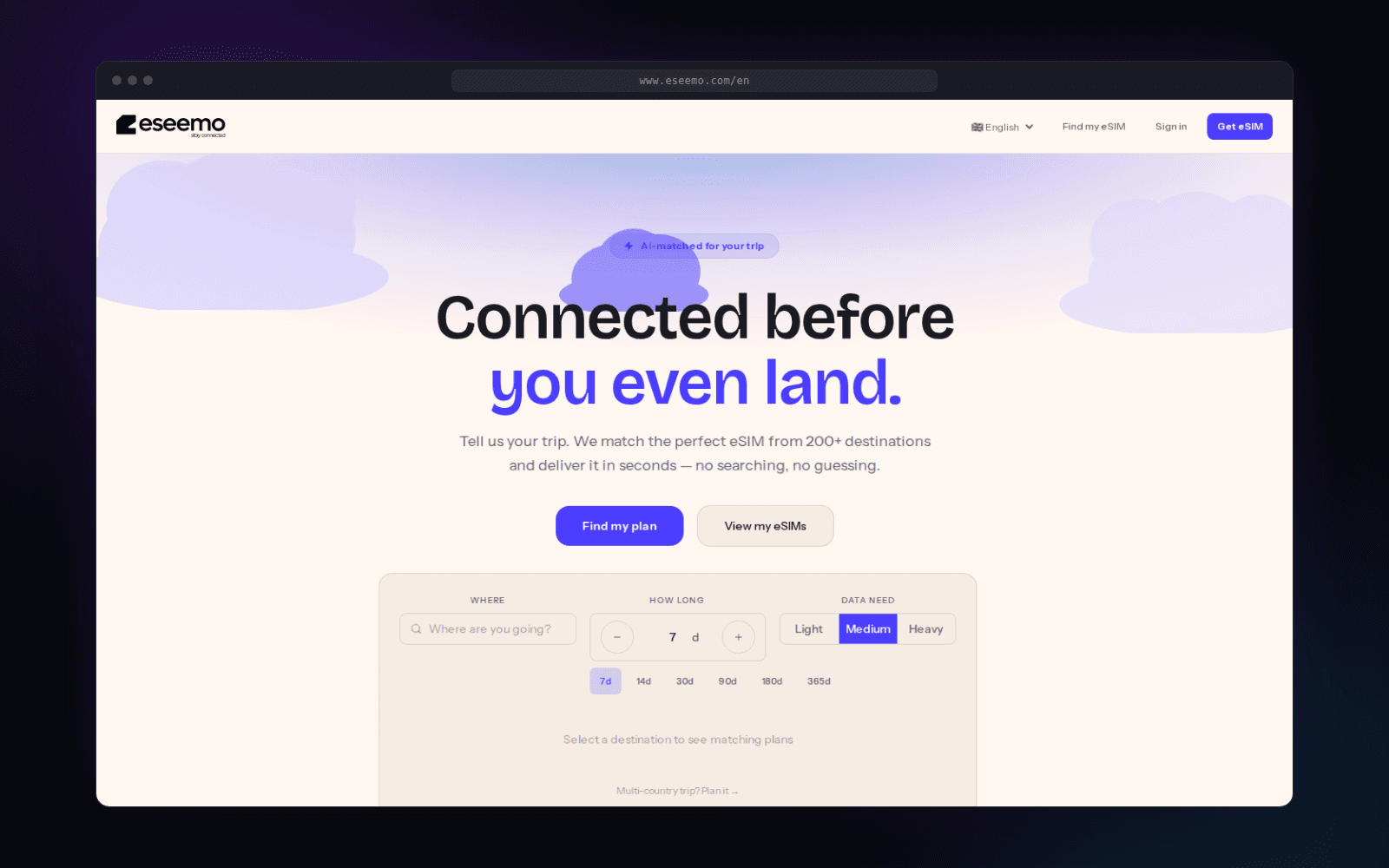 The eseemo travel eSIM marketplace